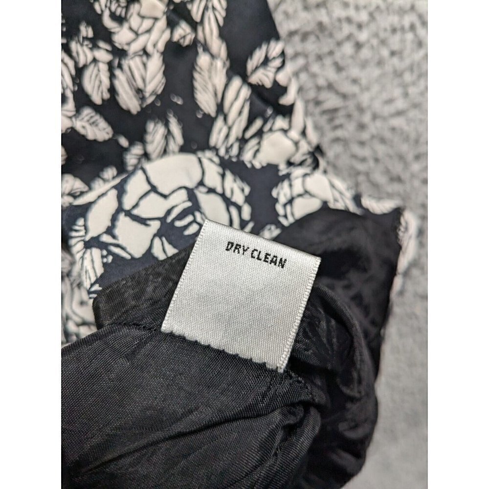 Talbots Dress Womens 4 Roses Boho Floral Black White Cotton Stretch Pockets - Picture 5 of 16